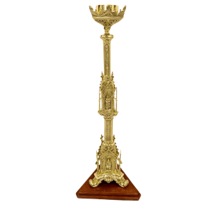 Castiçal para Círio Pascal Gótico em Bronze – Peça Litúrgica para Igreja